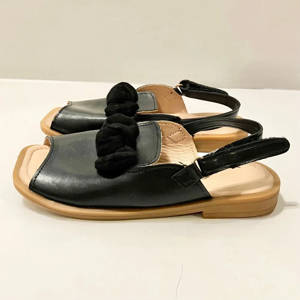 Girls Bowknot Sandals Flat Slingback Toddler Shoes Sz 28 (US 10.5)